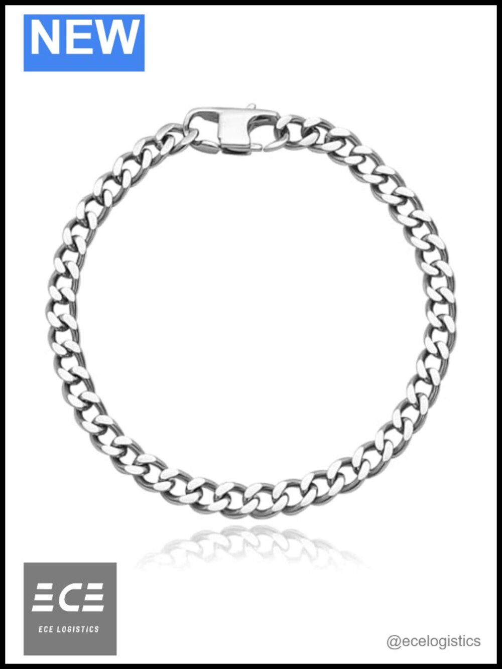Pure Titanium Cuban Link Bracelet 5.5mm Chain 7.87 Inch